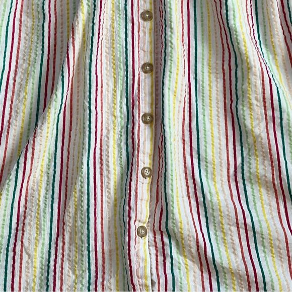 LOFT Pink and Blue Flutter Sleeve V-Neck Midi Dress - Picture 5 of 9